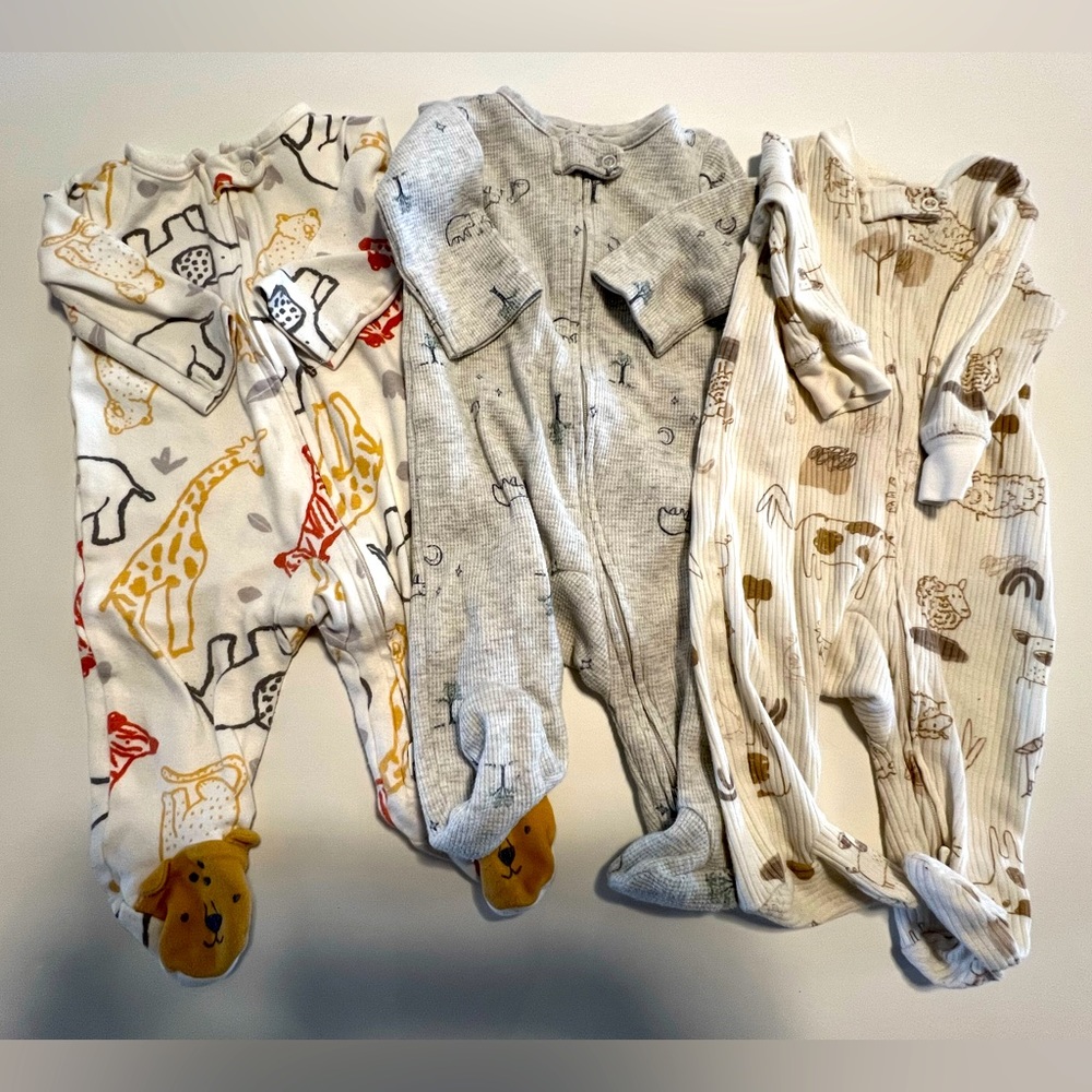Bundle of Three Carter’s Two-Way Zip Pajamas